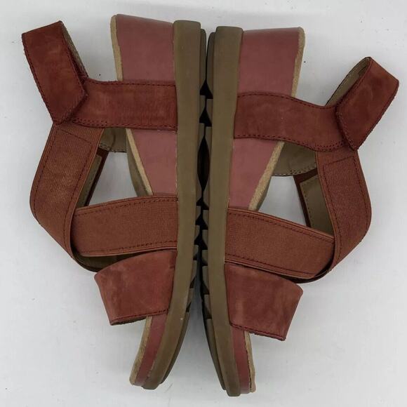 Earth Origins Carren Leather Strappy Wedge Sandal Brick 40 US 8.5 - Picture 9 of 13